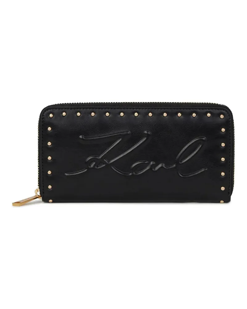 Karl Lagerfeld Portemonnaie K/Ville Großes Portemonnaie mit Nieten schwarz Schwarz