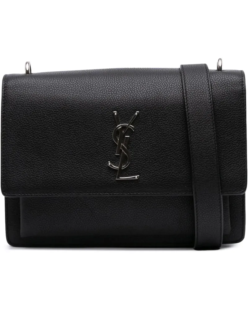 Saint Laurent Hobo Bags Medium Grained Calfskin Monogram Sunset Crossbody schwarz Schwarz