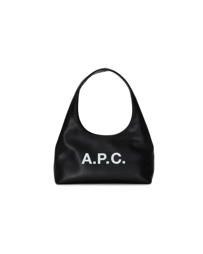 A.P.C. Hobo Bags Faux Leather Top Handle Logo Bag schwarz Schwarz