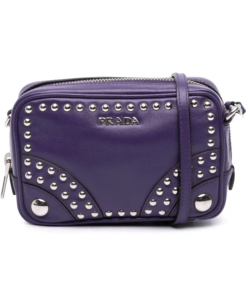 Prada Hobo Bags Mini Leather Studded Camera Bag orange Orange