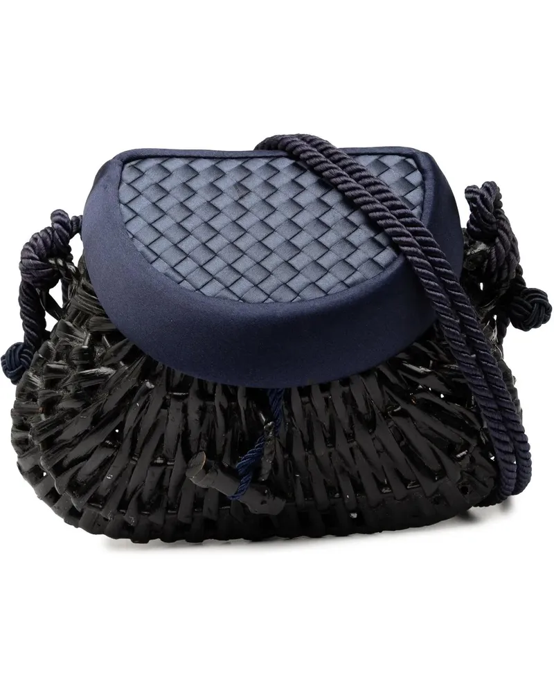 Bottega Veneta Hobo Bags Satin Intrecciato and Wicker Crossbody schwarz Schwarz
