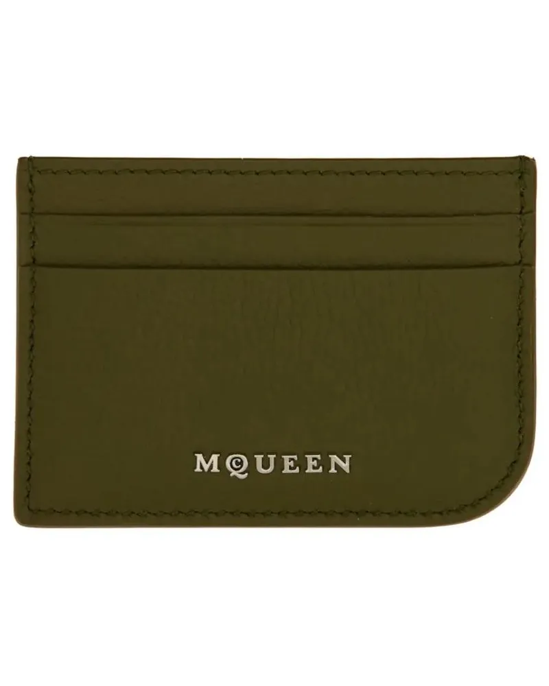 Alexander McQueen Portemonnaie Leather Card Holder grün Grün