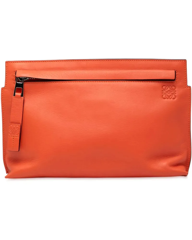 Loewe Clutches Mini Leather T Pouch orange Orange