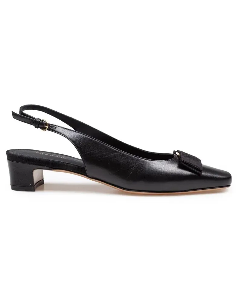 Ferragamo Hohe Schuhe Slingback Rivalda In Black Leather schwarz Schwarz