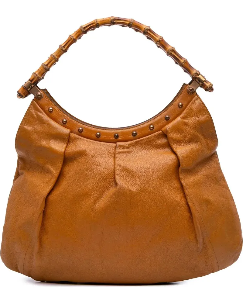 Gucci Hobo Bags Leather Bamboo Studded Hobo braun Braun