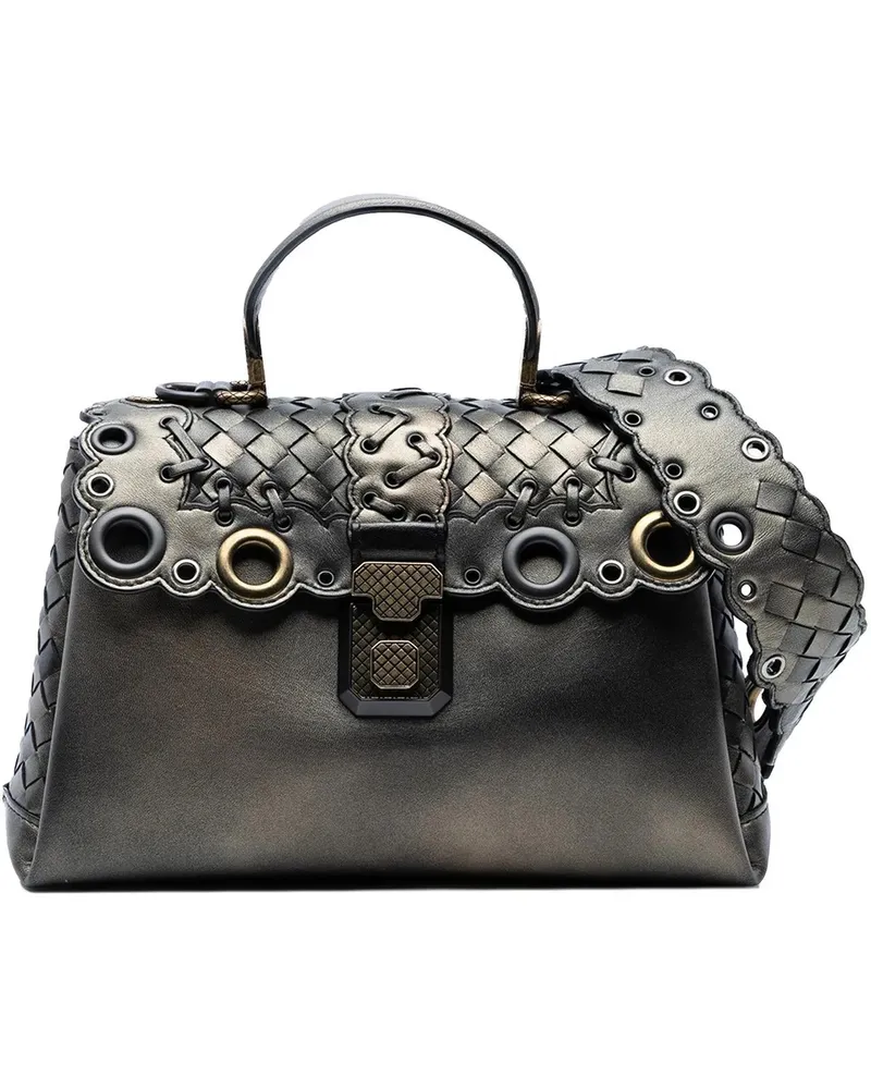 Bottega Veneta Hobo Bags Small Intrecciato Trimmed Metallic Nappa Grommet P braun Braun