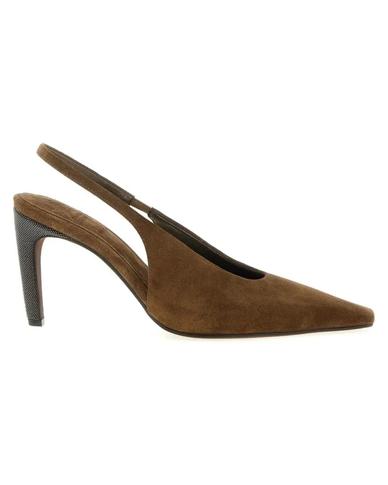 Brunello Cucinelli Hohe Schuhe 'Precious Heels' Slingback braun Braun