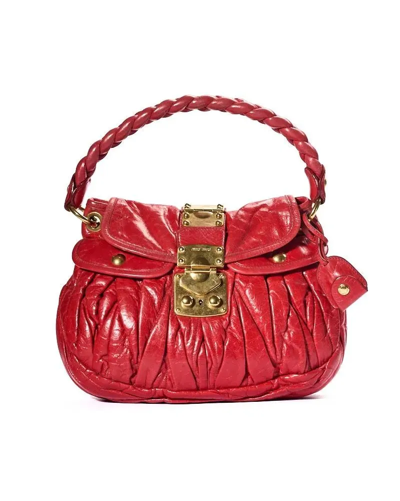 Miu Miu Crossbody Bags Coffer Handbag Small Groffata Rosa rot Rot
