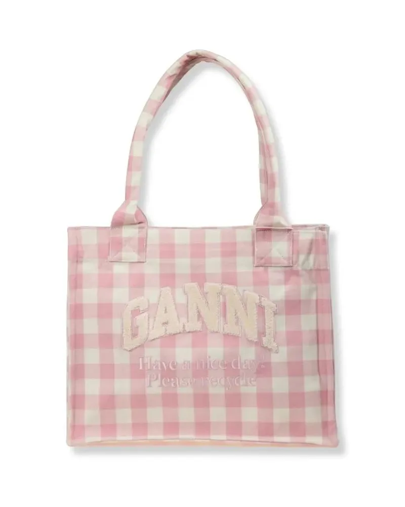 Ganni Shopper & Totes  Vichy Print Tote Bag pink Rosa