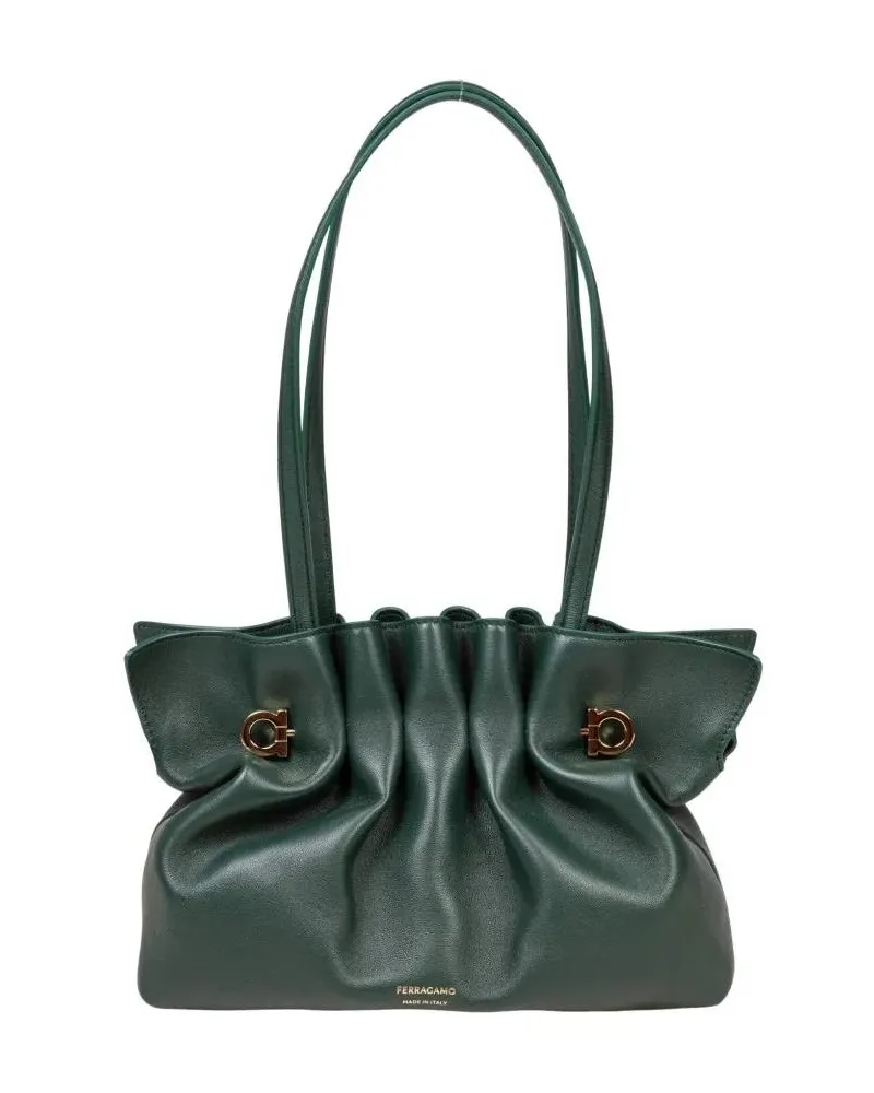 Ferragamo Hobo Bags Green Nappa Soft Bag S Shoulder Bag grün Grün
