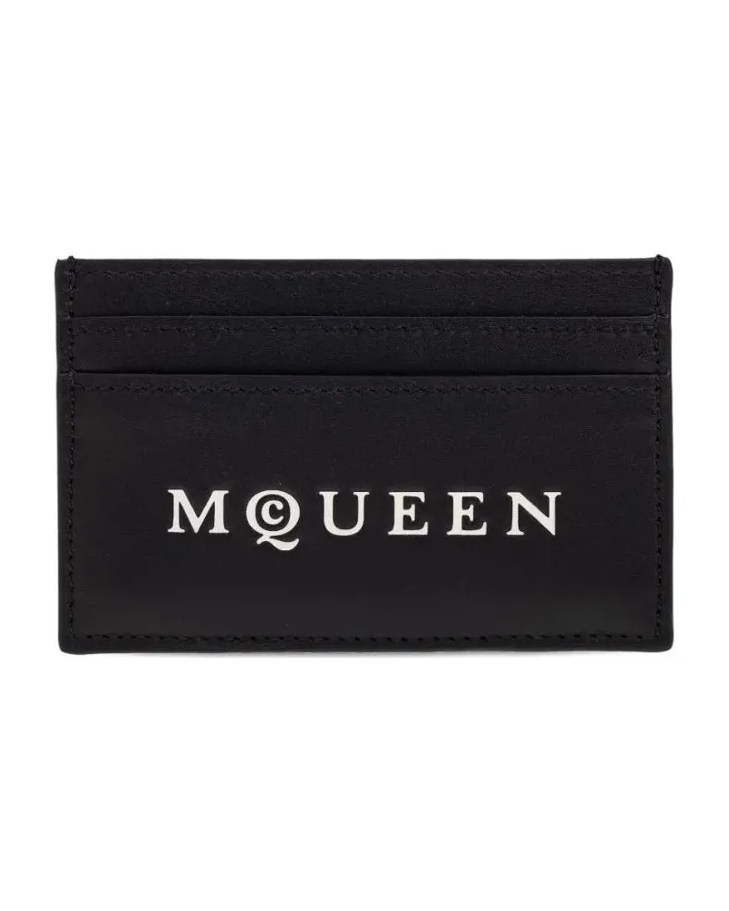 Alexander McQueen Clutches Rectangular Calfskin Leather Clutch With Contrasti schwarz Schwarz