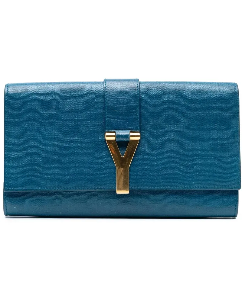 Saint Laurent Clutches Textured Leather Chyc Ligne Clutch blau Blau