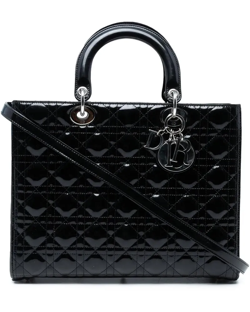 Dior Hobo Bags Large Patent Cannage Lady Dior schwarz Schwarz