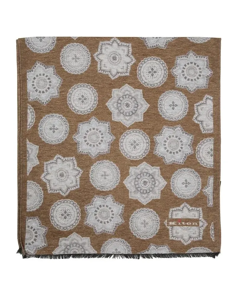 Kiton Tücher & Schals Geometric Floral Cashmere Scarf braun Braun
