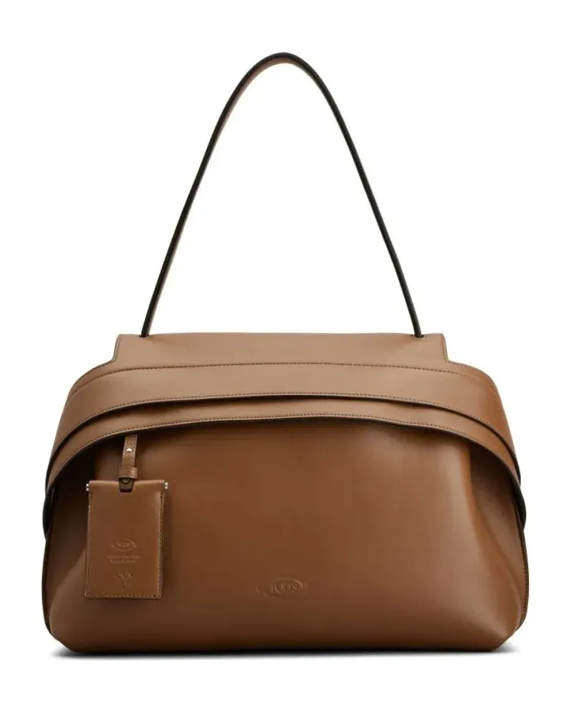 TOD'S Hobo Bags Structured Brown Leather Handbag braun Braun