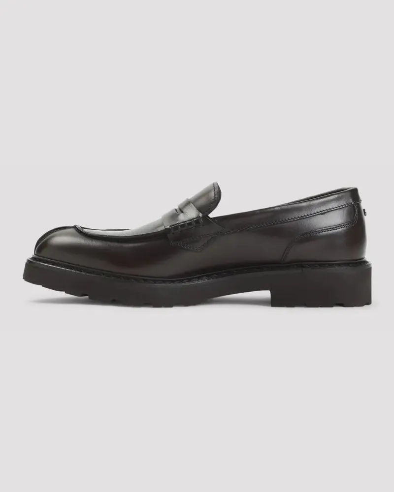 Canali Loafer Brown Leather College With Pennypack And Sole schwarz Schwarz