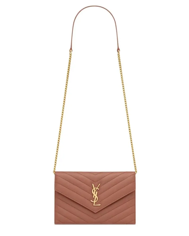 Saint Laurent Portemonnaie "Envelope Cassandre" Wallet With Chain braun Braun