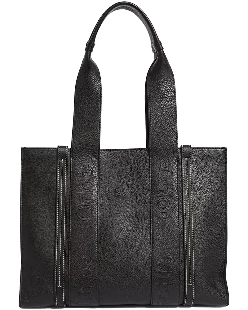 Chloé Crossbody Bags Chloe Woody Medium Leather Tote Bag schwarz Schwarz