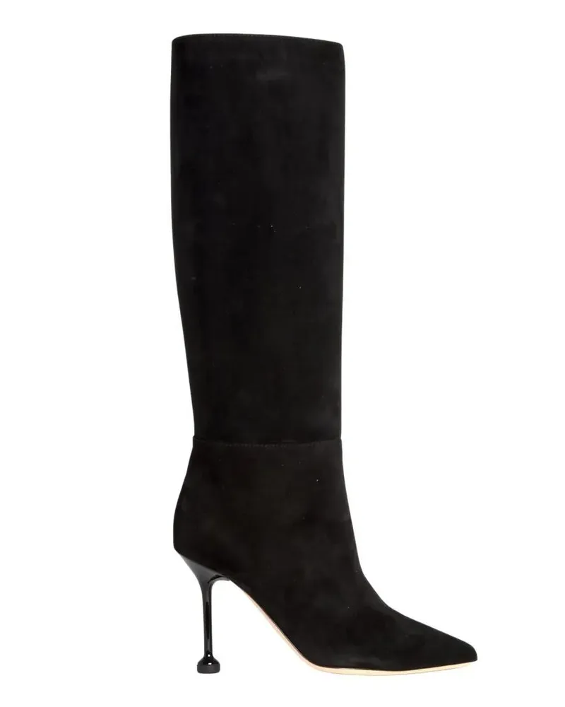 NINALILOU Stiefel Black Suede Boots With Chic Button Detail schwarz Schwarz