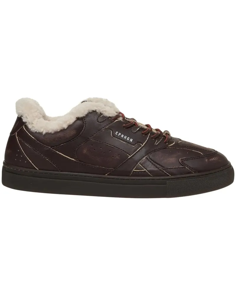 Copenhagen Low-Top Sneaker Leather sneakers with fur braun Braun