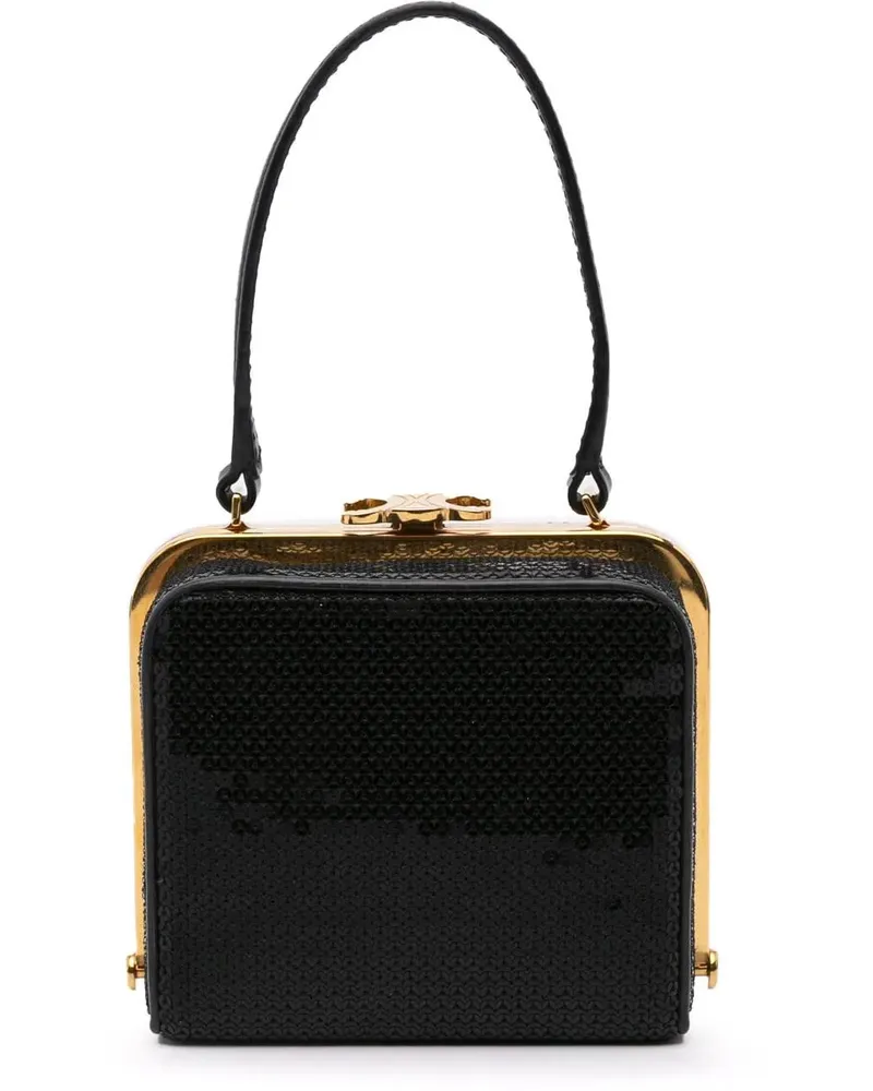 Celine Clutches 2022 Leather Sequin Triomphe Minaudiere schwarz Schwarz