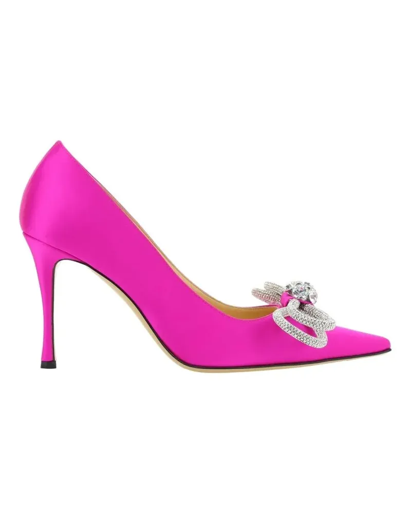 Mach & Mach Hohe Schuhe Double Bow Satin Pumps pink Rosa
