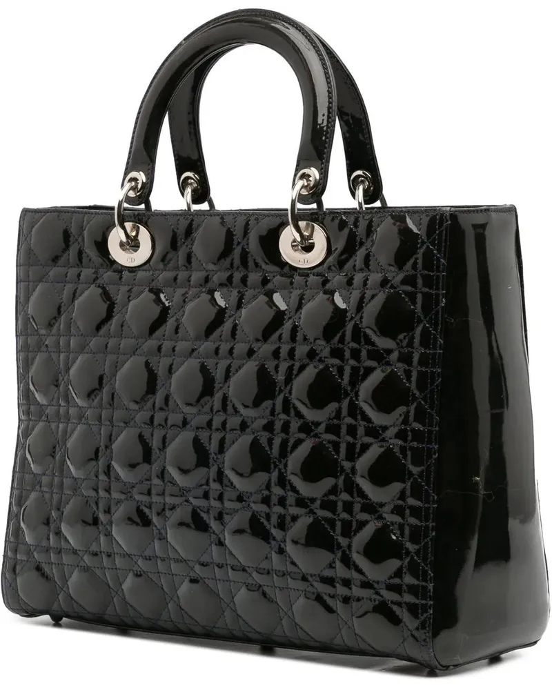 Dior Hobo Bags Large Patent Cannage Lady Dior blau Blau