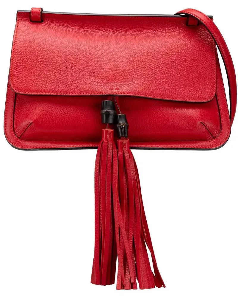 Gucci Hobo Bags 2000-2015 Medium Leather Bamboo Daily Crossbody rot Rot
