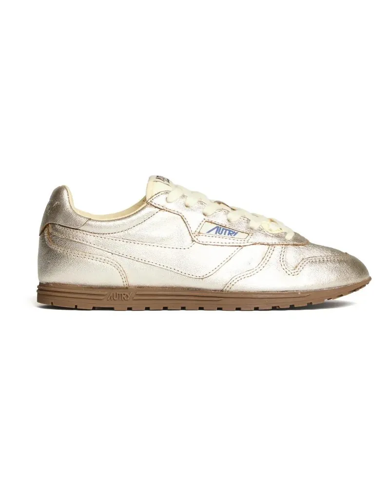 AUTRY Low-Top Sneaker Sneakers Windspin Low In Pelle Laminata Platino, I beige Beige