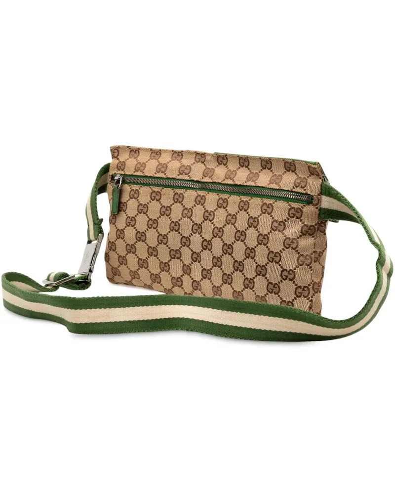 Gucci Bauchtaschen GG Canvas Web Double Pocket Belt Bag braun Braun
