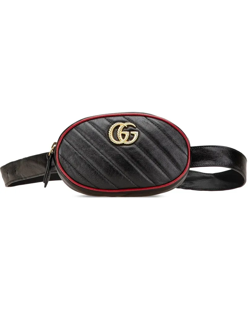 Gucci Bauchtaschen 2016-2024 GG Marmont Leather Matelasse Torchon Bel schwarz Schwarz