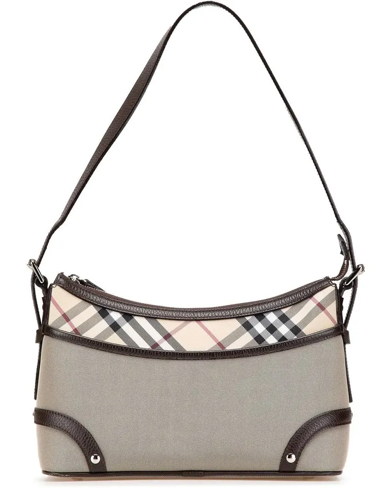 Burberry Hobo Bags 2000-2017 Nova Check Trimmed Canvas Shoulder Bag grau Grau