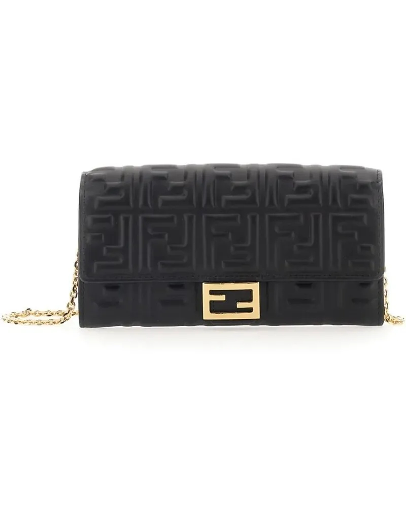 Fendi Portemonnaie Portafoglio Continental Baguette schwarz Schwarz