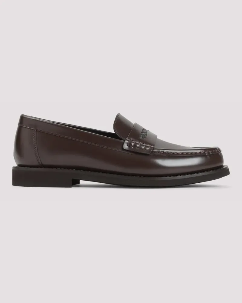 Brunello Cucinelli Dark Brown Leather Loafers braun Braun