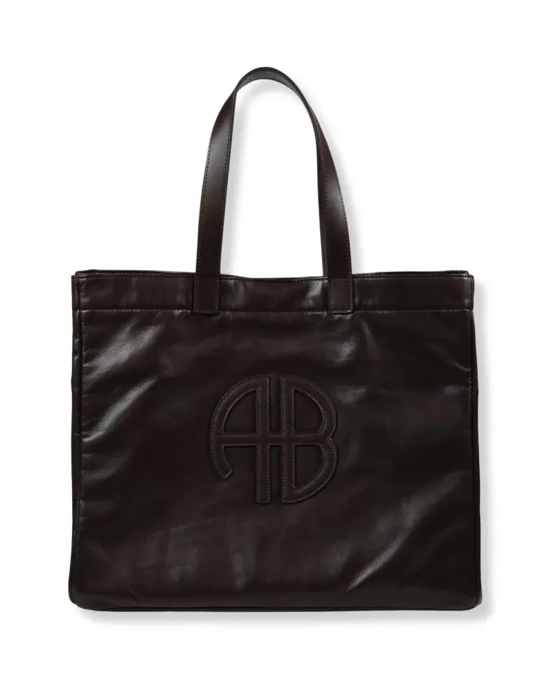 Anine Bing Shopper & Totes Spacious Dark Brown Recycled Leather Tote Bag schwarz Schwarz