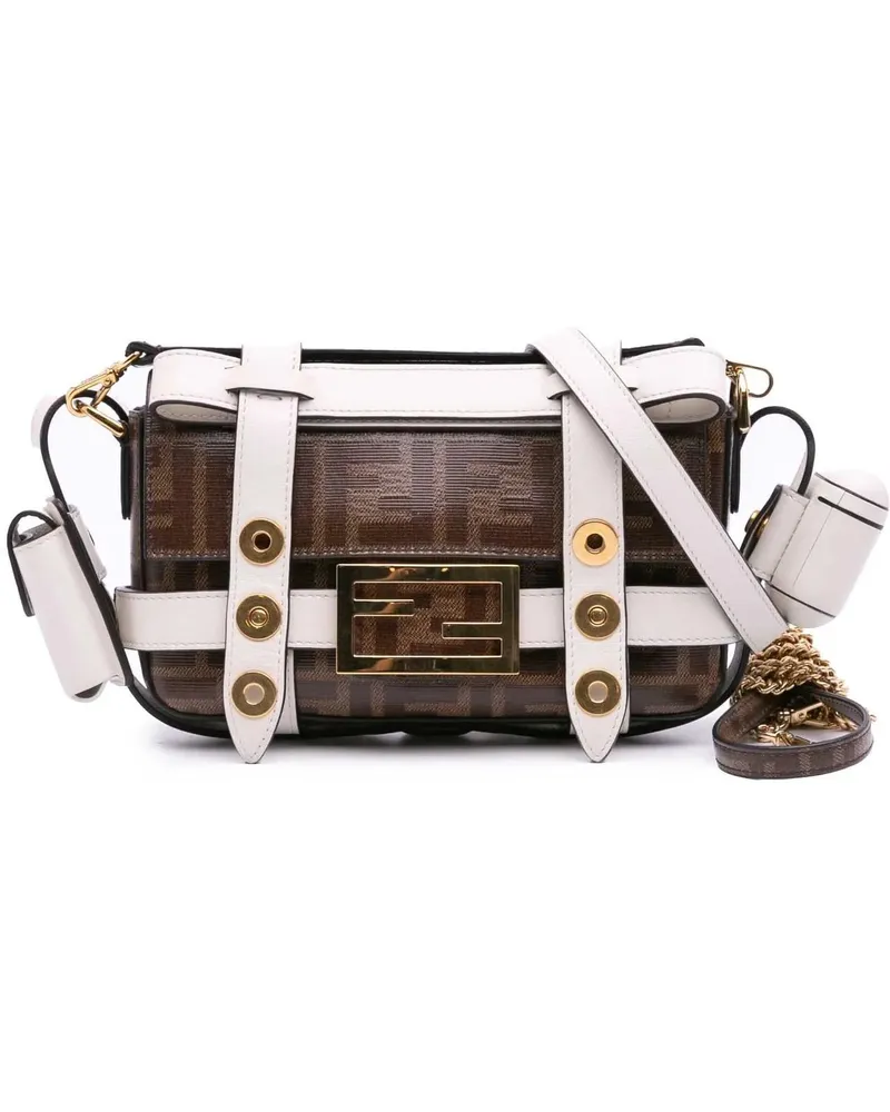 Fendi Hobo Bags 2010-2025 Mini Zucca Glazed Fabric Cage Baguette S braun Braun