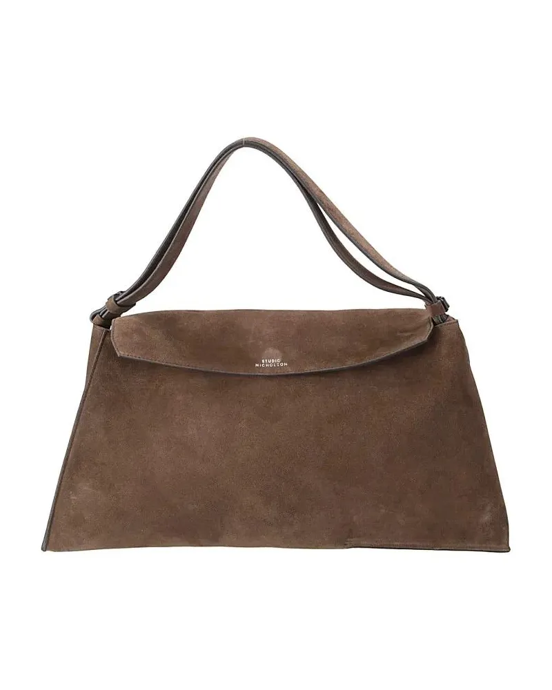 Studio Nicholson Hobo Bags Trapezoidal Suede Leather Shoulder Bag With Adjust braun Braun