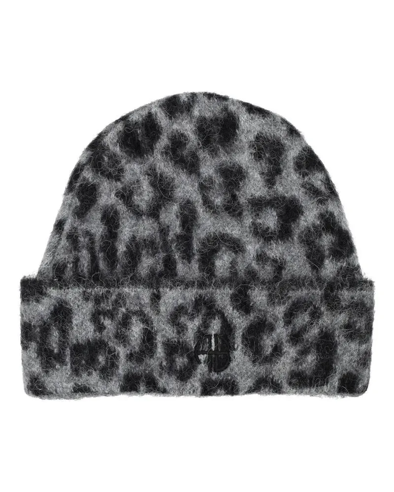 Anine Bing Caps & Mützen Elia Alpaca-Wool Beanie Grey Leopard Pattern grau Grau