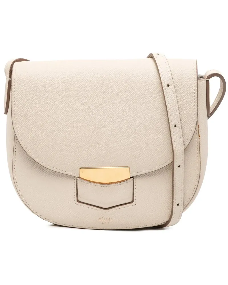Celine Hobo Bags Small Grained Calfskin Trotteur Crossbody weiß Weiß