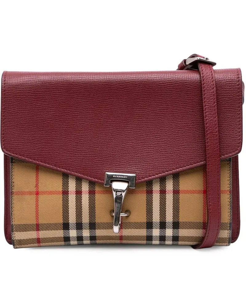 Burberry Hobo Bags Small Leather and House Check Canvas Derby Macken rot Rot