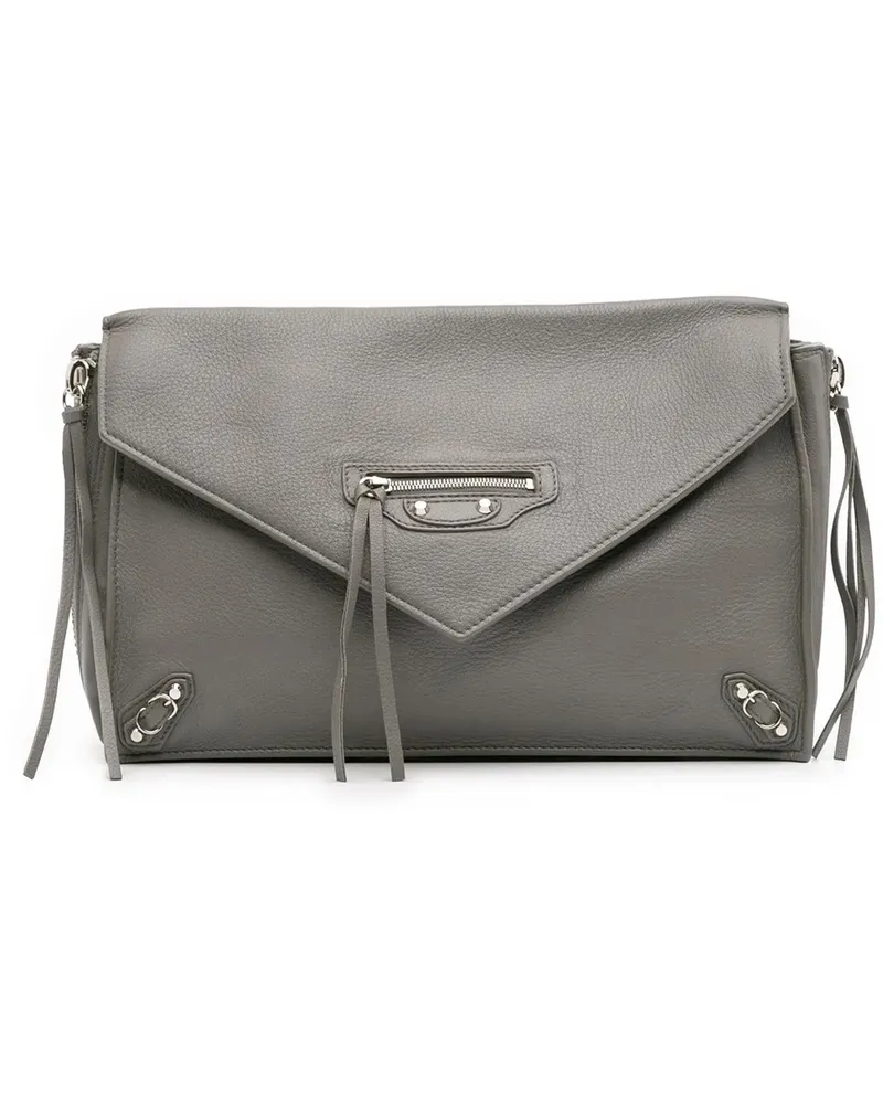 Balenciaga Clutches Leather Papier Sight Zip Around Clutch grau Grau
