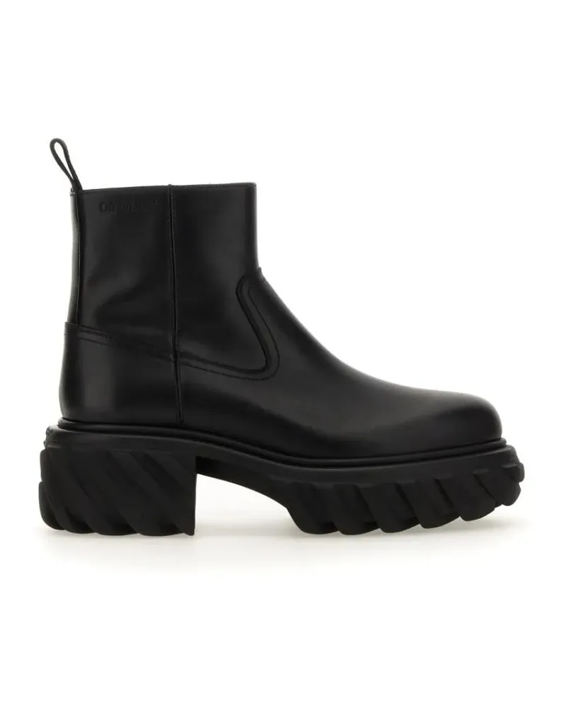 OFF-WHITE Stiefel Chunky Sole Leather Boots With Elastic Side Panels schwarz Schwarz