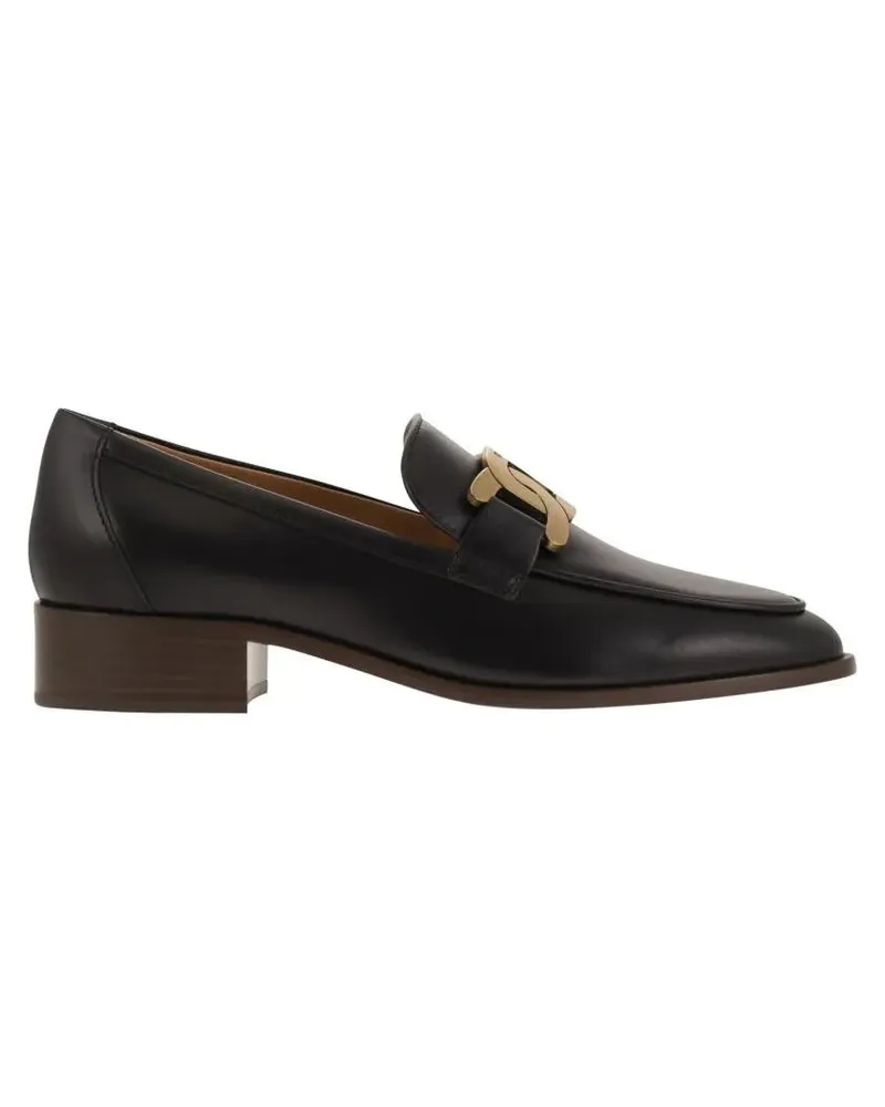 TOD'S Black Leather Moccasin With Metal Chain Detail schwarz Schwarz