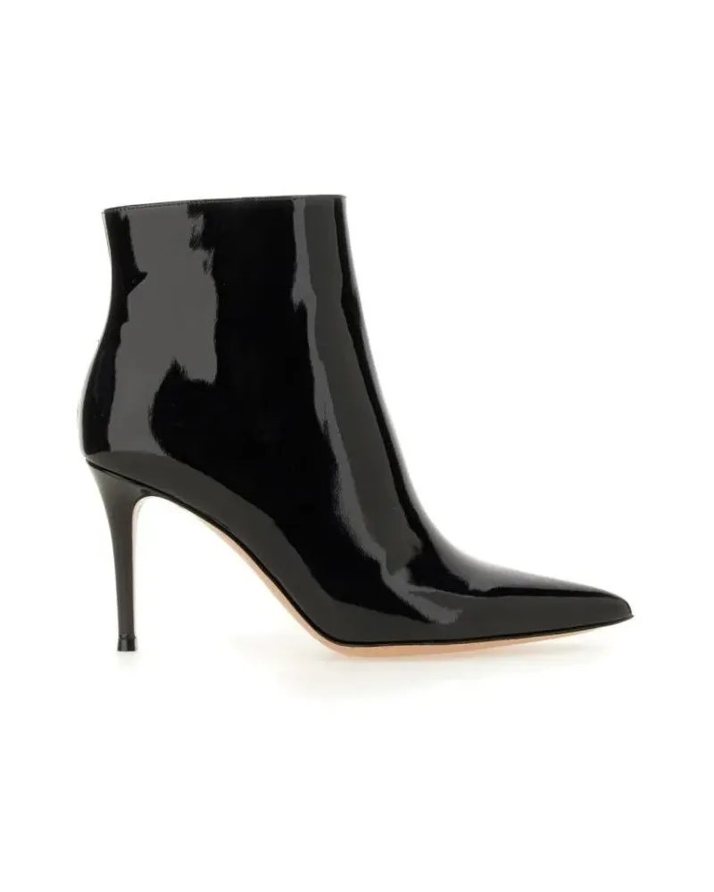 Gianvito Rossi Stiefel Glossy Patent Leather Ankle Boots schwarz Schwarz