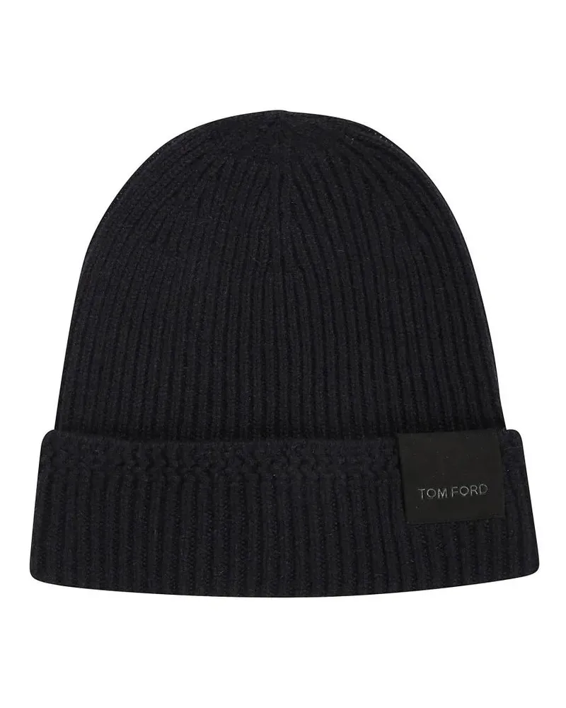 Tom Ford Caps & Mützen Classic Beanie With Logo Patch blau Blau