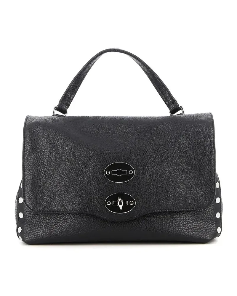 Zanellato Hobo Bags Structured Leather Flap Shoulder Bag With Metallic schwarz Schwarz