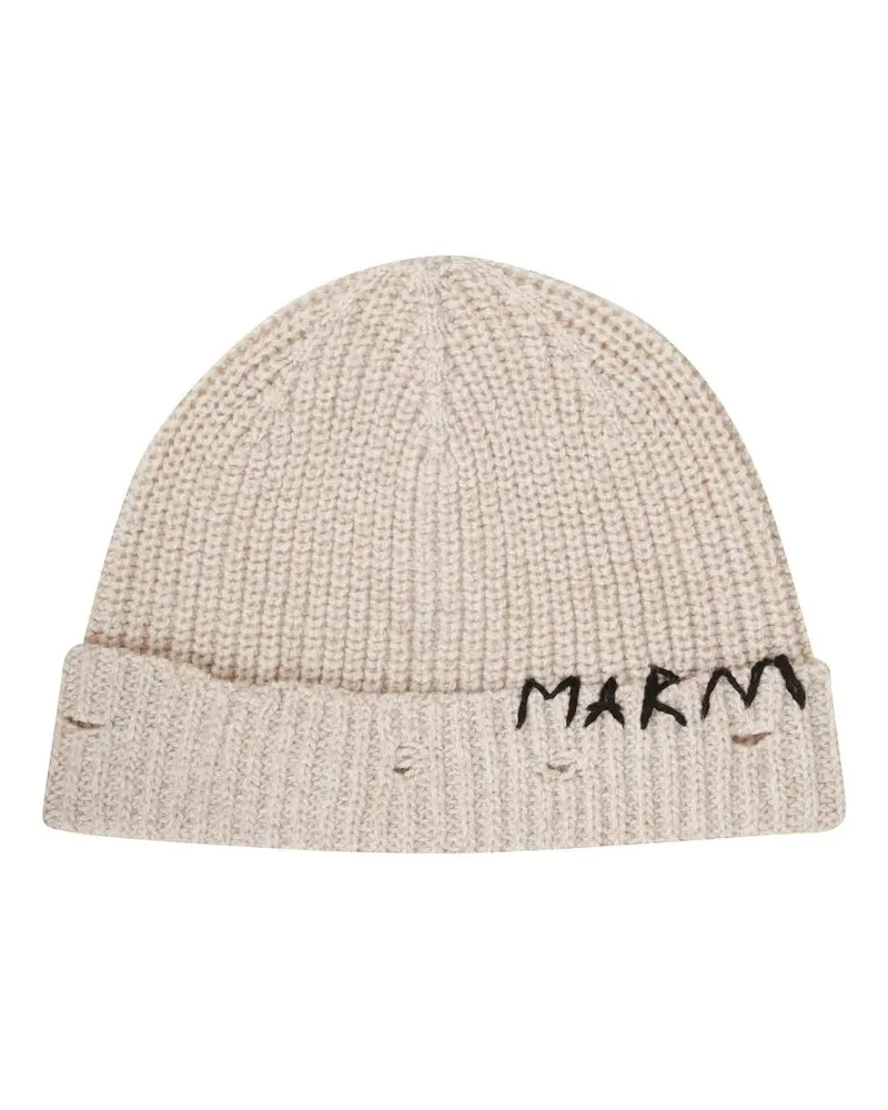 Marni Caps & Mützen Wool Knit Beanie beige Beige