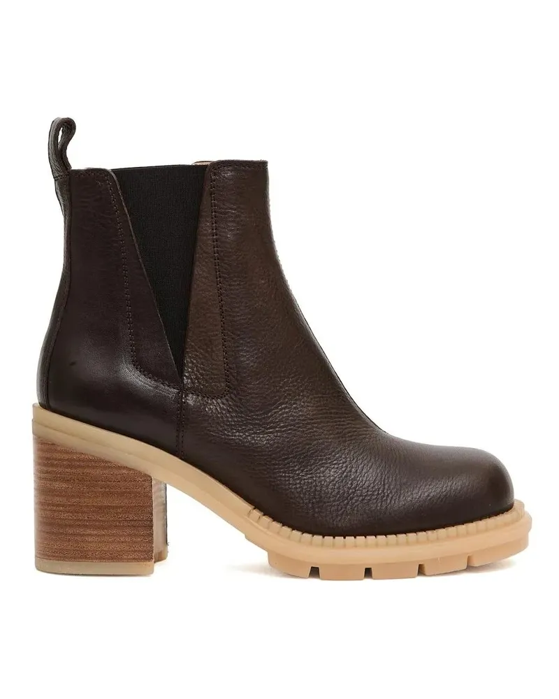 Attilio Giusti Leombruni Stiefel Brown Textured Leather Ankle Boot With Elastic Sid braun Braun