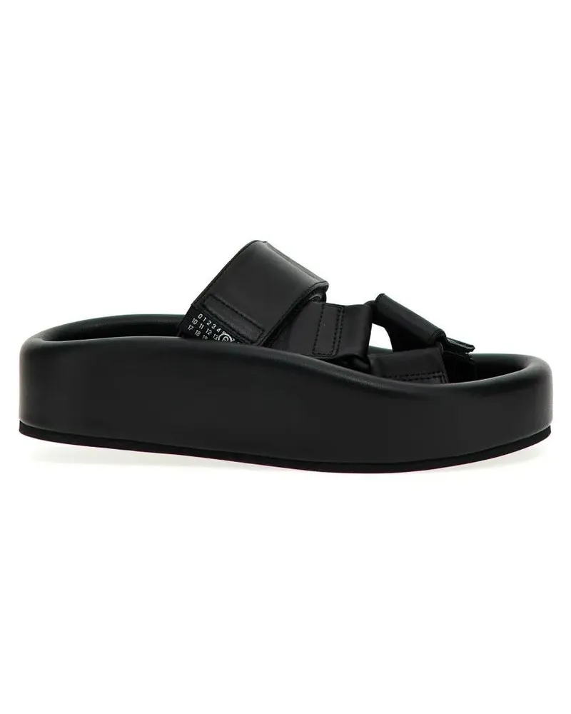 Maison Margiela Sandalen Adjustable Black Leather Sandals With Rubber Sole schwarz Schwarz
