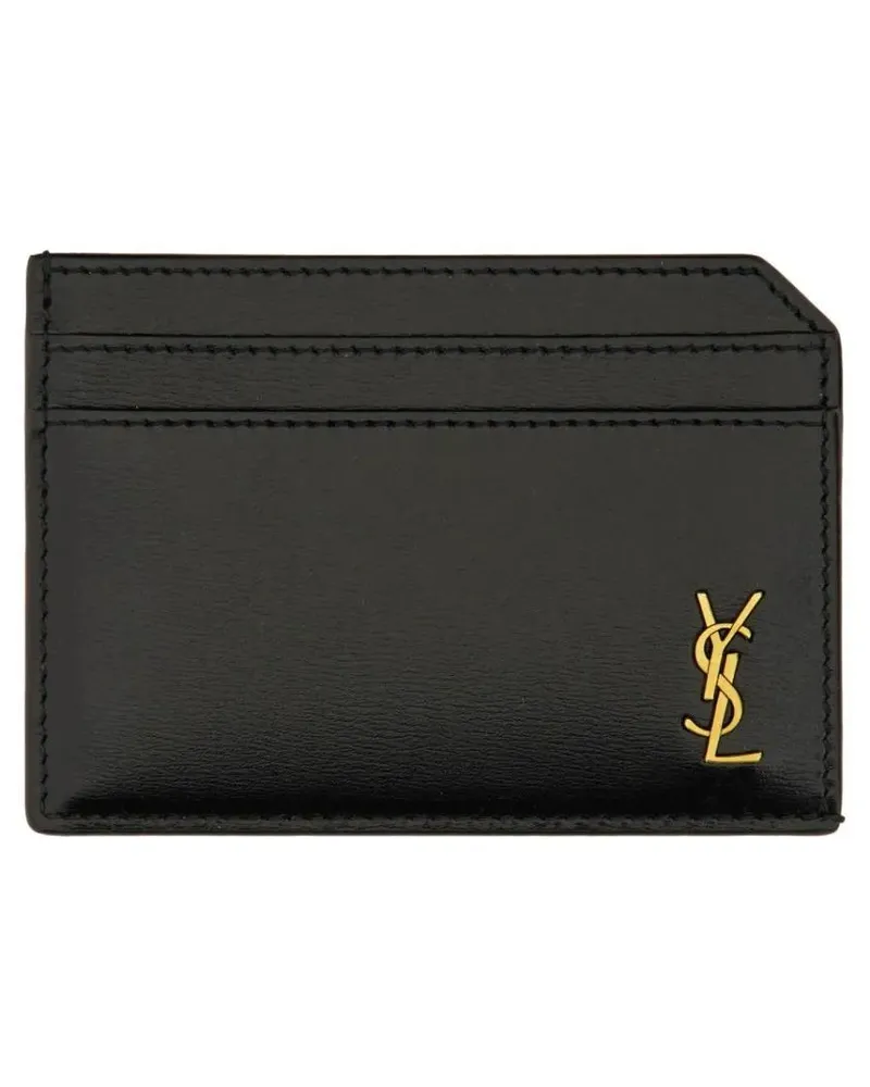 Saint Laurent Portemonnaies "Tiny Cassandras" Open Card Case schwarz Schwarz